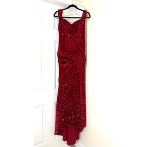 Timeless Sheath/Column Off-the-Shoulder Sweep Train Velvet Sequins Dress With Sl